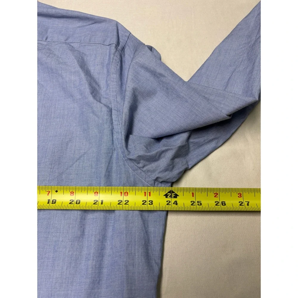 J. Crew Secret‎ Wash Shirt Mens Large Blue Organic Cotton Stretch Untucked Fit